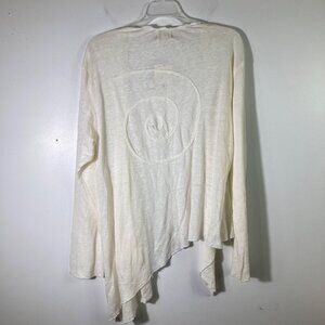 Womens Bodil‎ Slub Linen Long Sleeve Drapey Open Top Lagenlook Cream S NWT Swirl